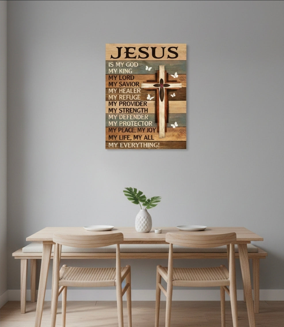 Jesus is my everything inspirational cross canvas 8in. x 12in. (canvas only)