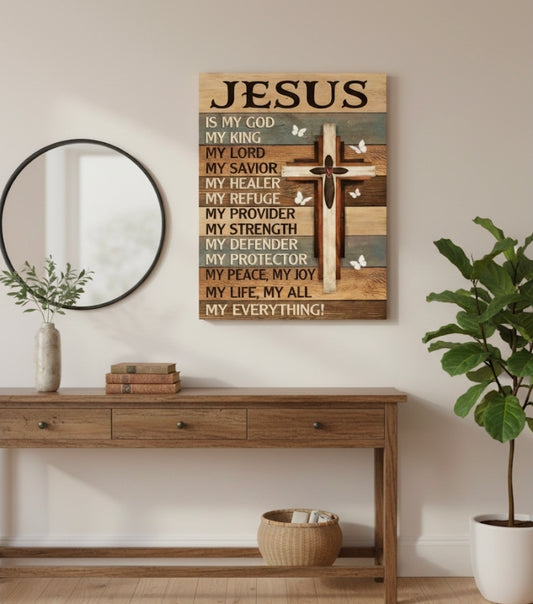 Jesus is my everything inspirational cross canvas 8in. x 12in. (canvas only)