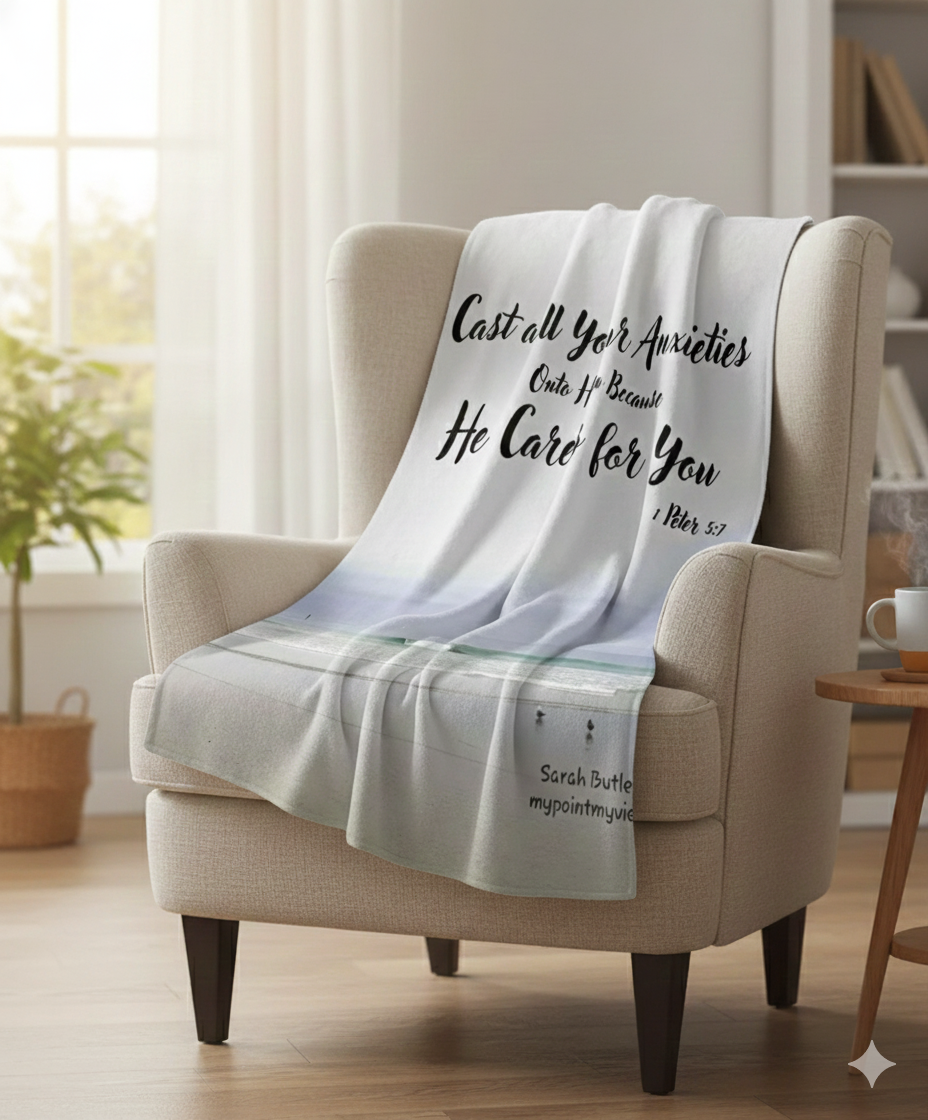 "Cast All Your Anxieties" Plush Inspirational Throw Blanket