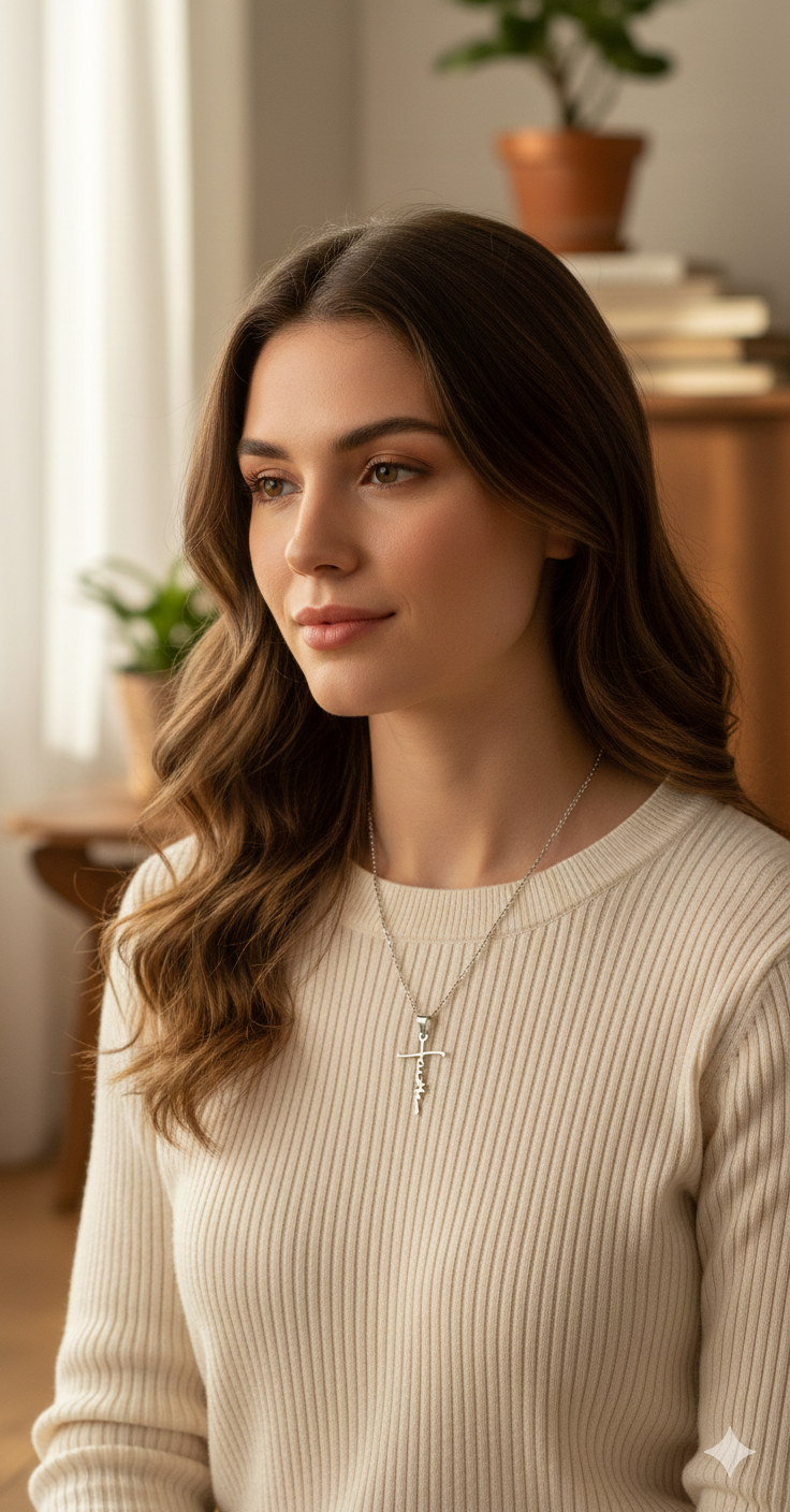 Elegant "Faith" Script Cross Necklace