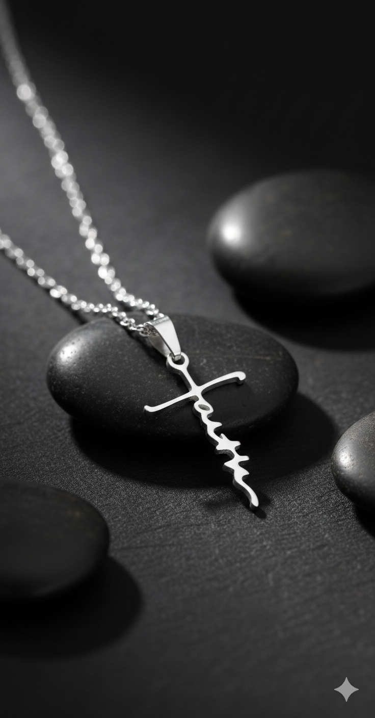 Elegant "Faith" Script Cross Necklace