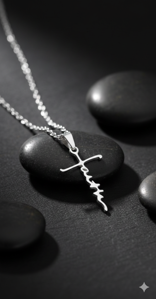 Elegant "Faith" Script Cross Necklace