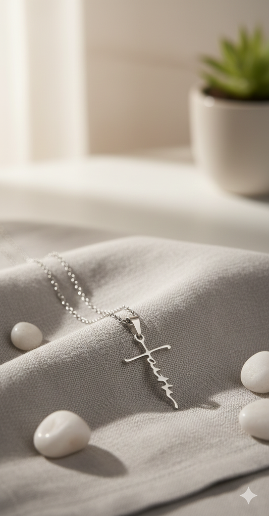 Elegant "Faith" Script Cross Necklace