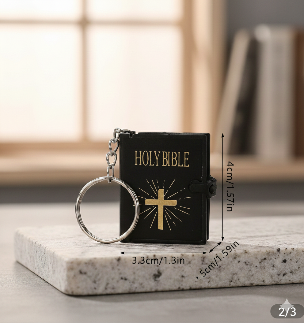 Holy Bible Miniature Keychain - Carry Your Faith Wherever You Go (Black)