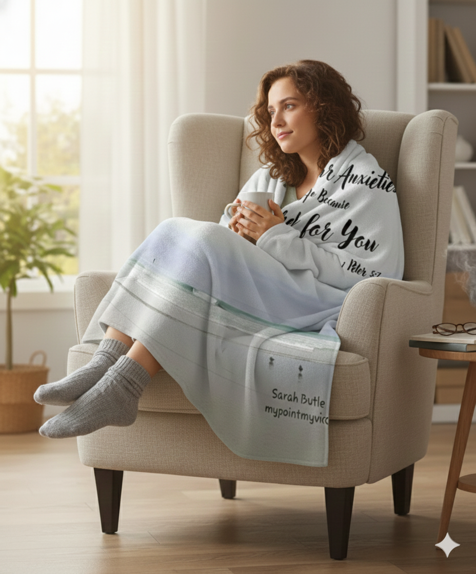 "Cast All Your Anxieties" Plush Inspirational Throw Blanket