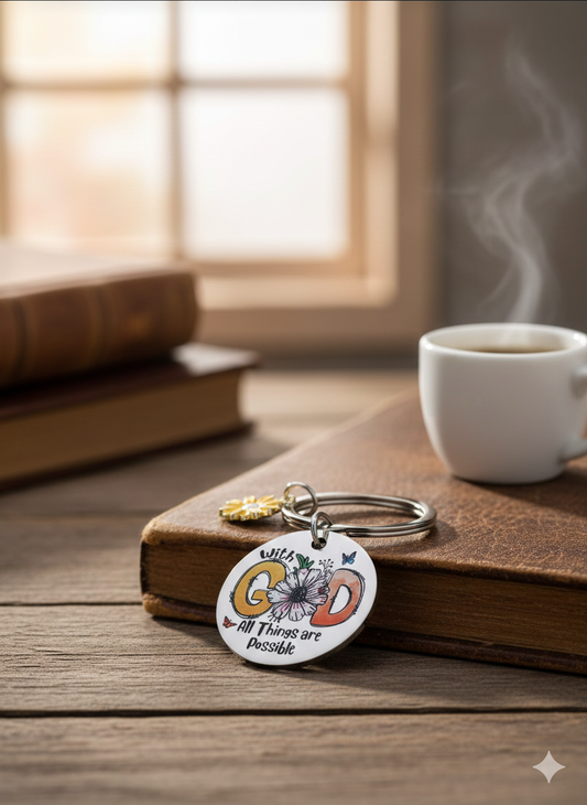 All Things Possible Metal Watercolor Faith Keychain