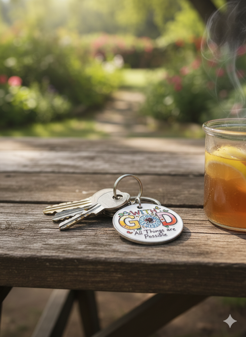 All Things Possible Metal Watercolor Faith Keychain