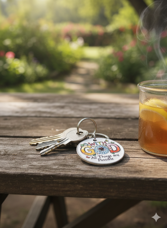 All Things Possible Metal Watercolor Faith Keychain