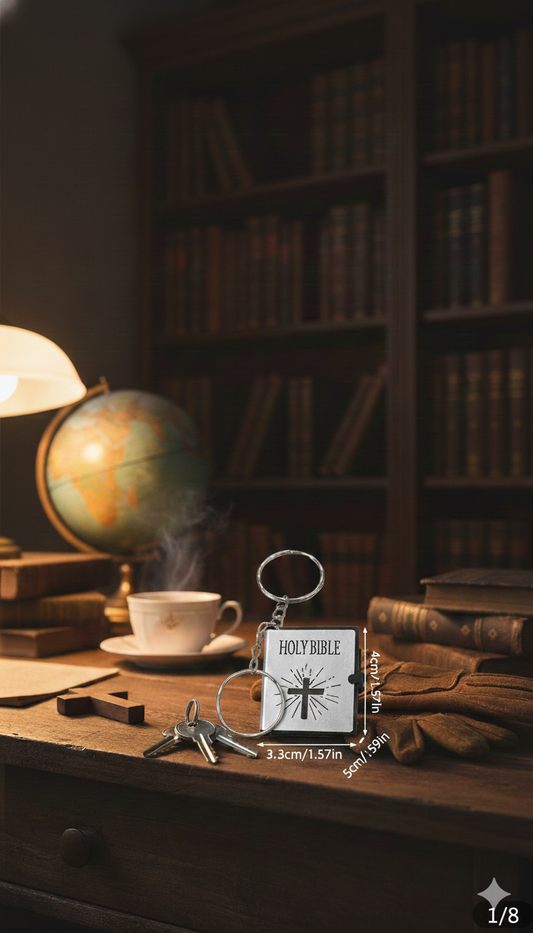 Holy Bible Miniature Keychain - Carry Your Faith Wherever You Go (Silver)